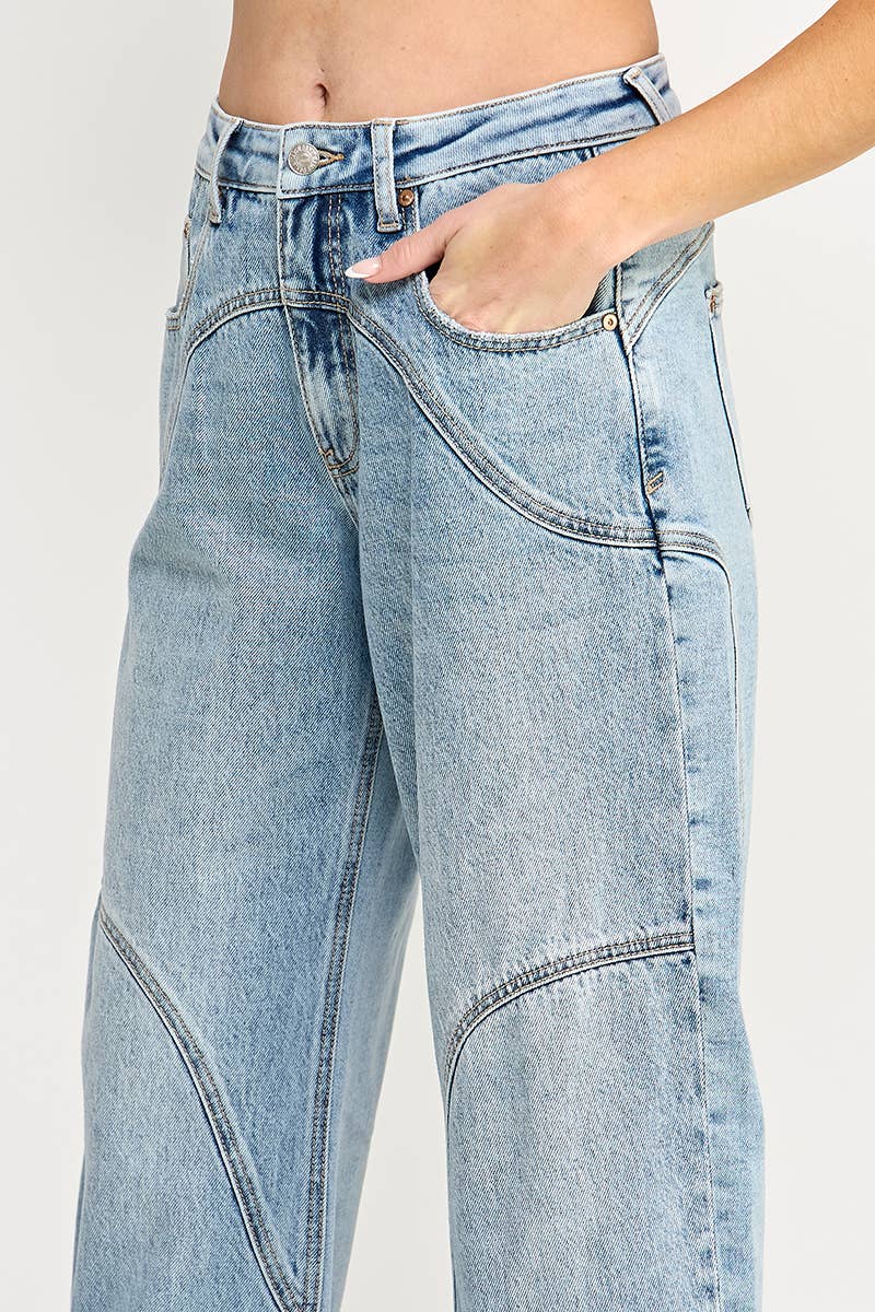 Saige Denim - HIGH RISE BARREL WIDE CUFF WITH STRETCH