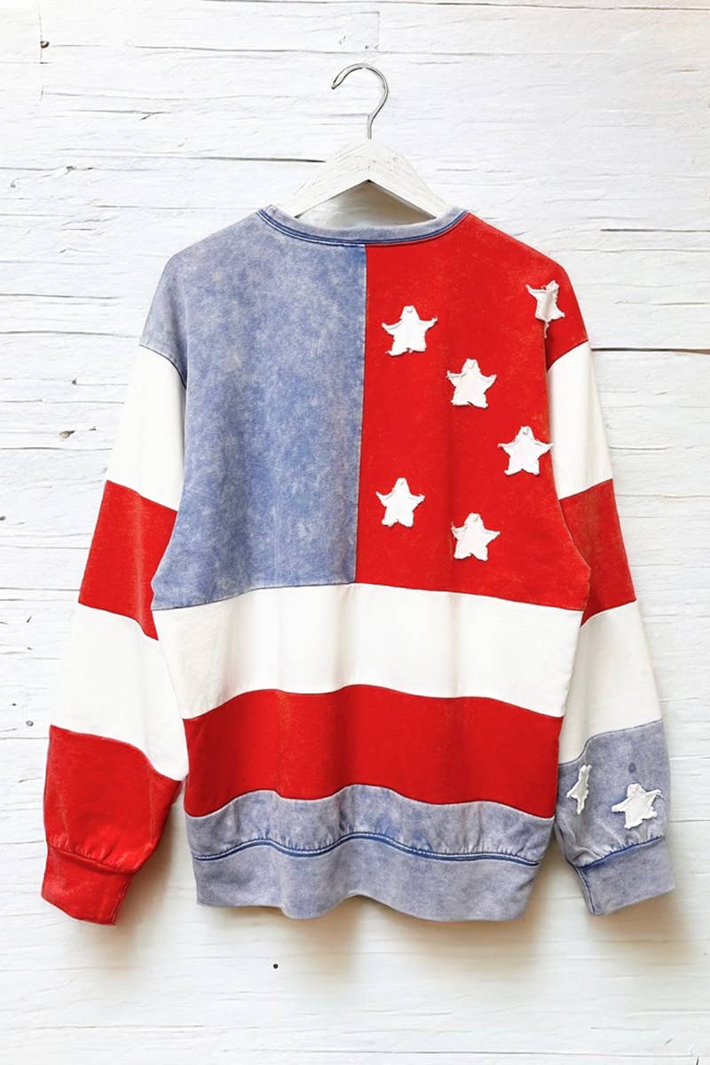 MINERAL WASHED AMERICANA FLAG SWEATSHIRTS