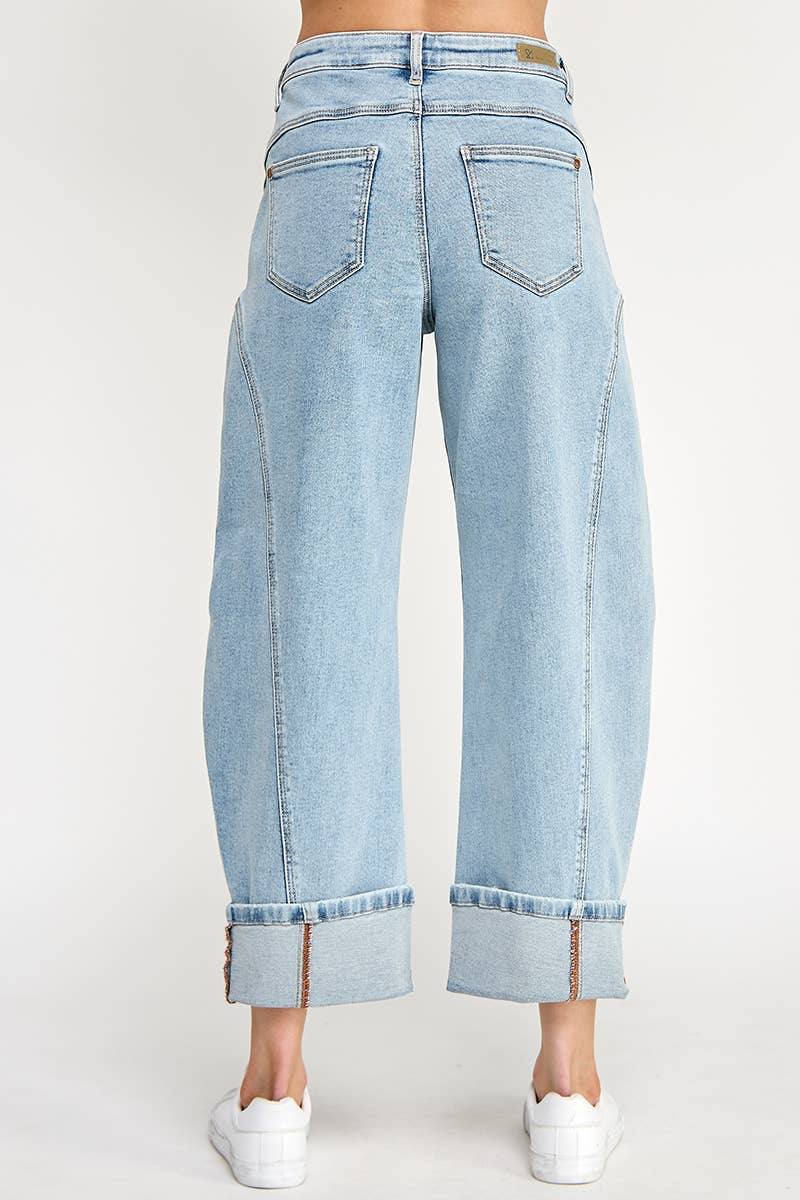 Saige Denim - HIGH RISE BARREL WIDE CUFF WITH STRETCH
