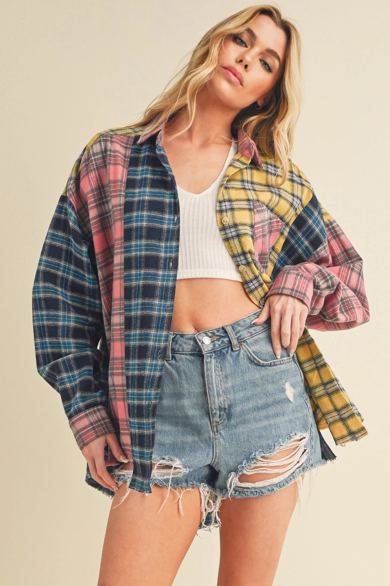 Neela Multi Color Plaid Flannel Shirt