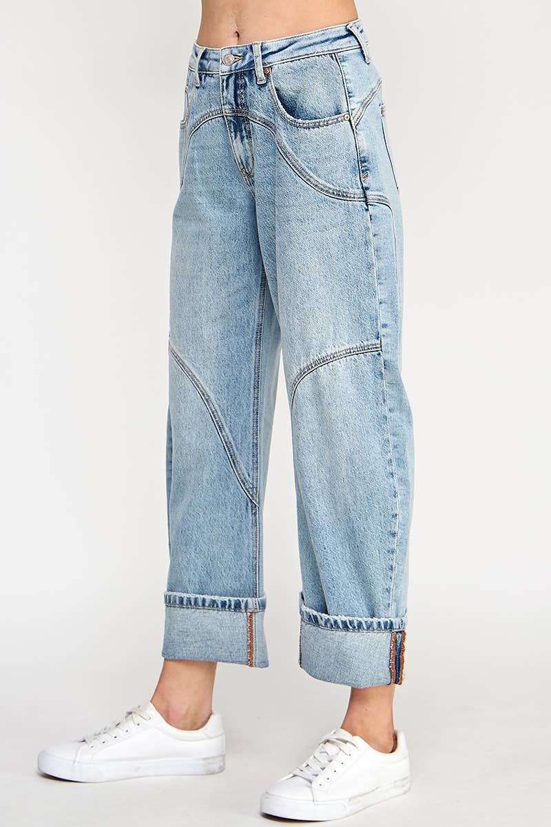Saige Denim - HIGH RISE BARREL WIDE CUFF WITH STRETCH