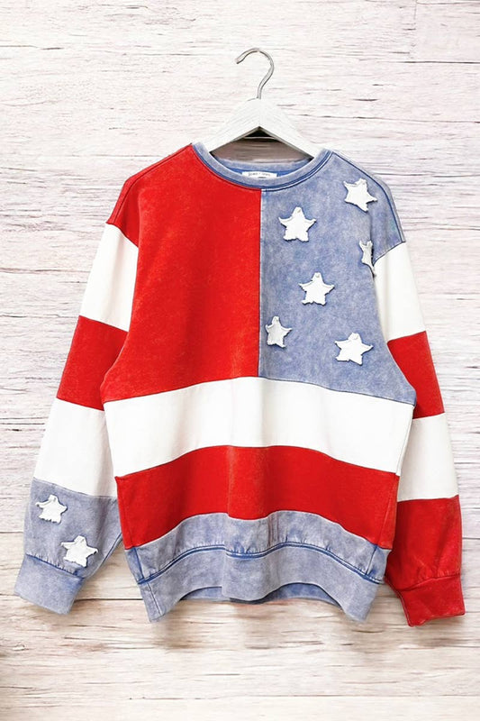 MINERAL WASHED AMERICANA FLAG SWEATSHIRTS